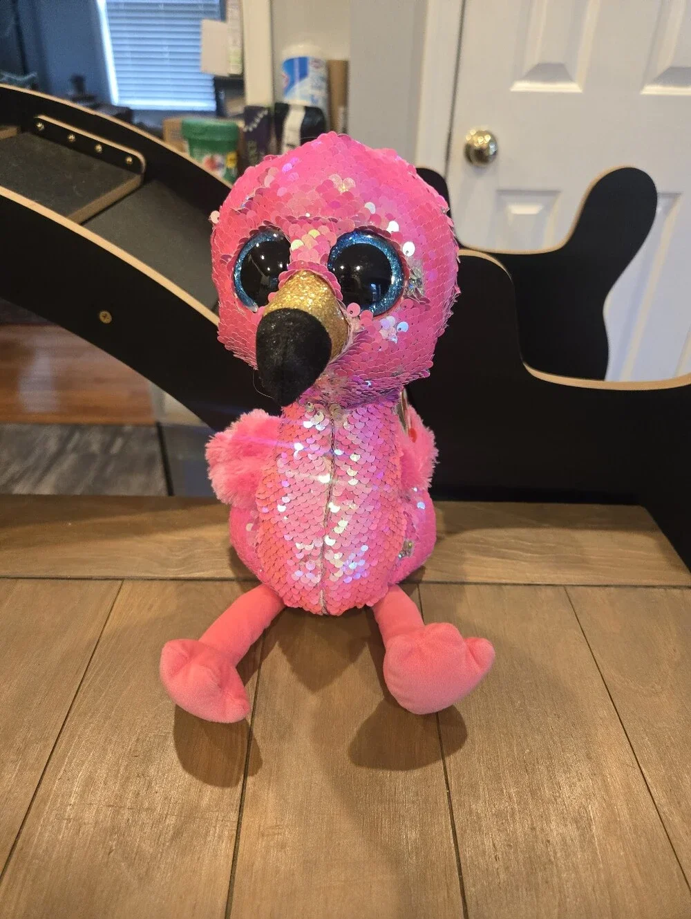 Ty Pinky Pink & Silver Sequin Plush Flamingo New